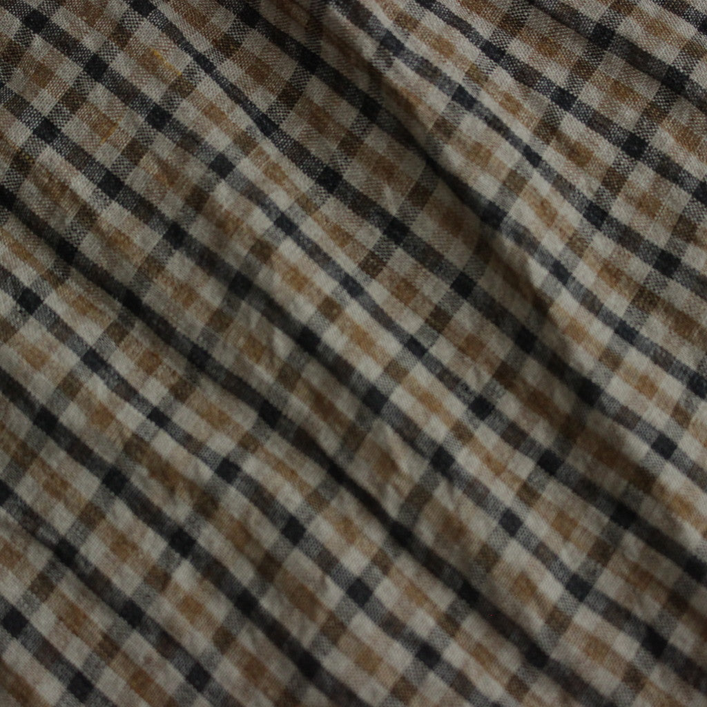 LINEN GUN CLUB CHECK STOLE #BROWN [no.6594]