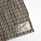 LINEN GUN CLUB CHECK STOLE #BROWN [no.6594]