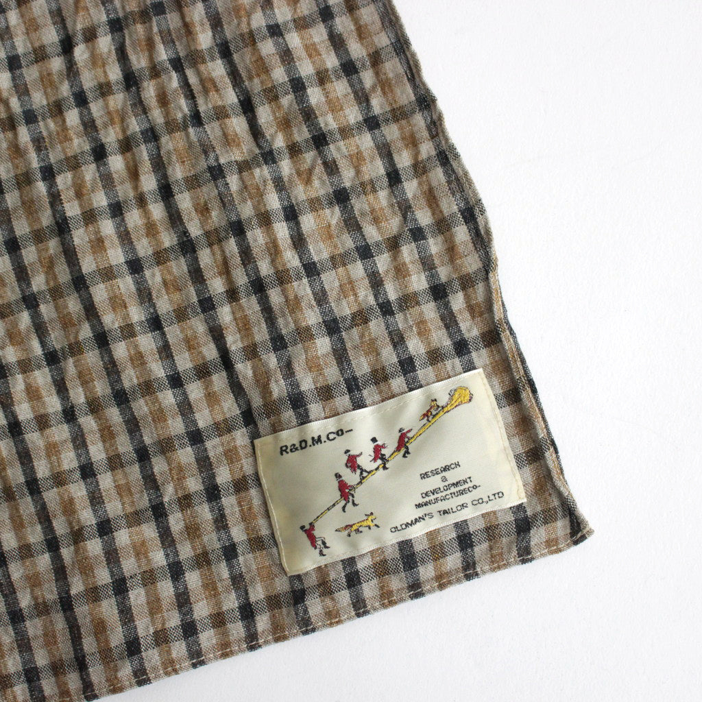 LINEN GUN CLUB CHECK STOLE #BROWN [no.6594]
