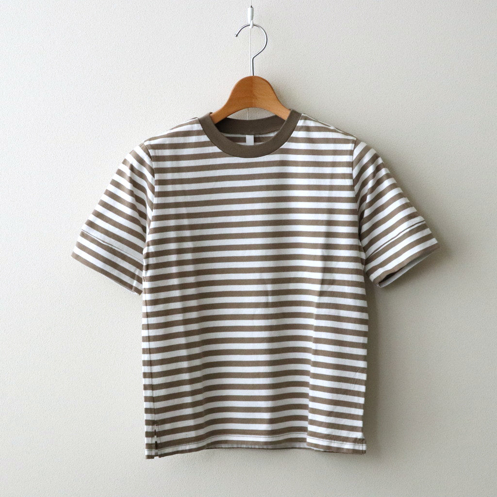 Classic Tenjiku Compact T-shirt #138 White x Mocha Border [US241CT021]