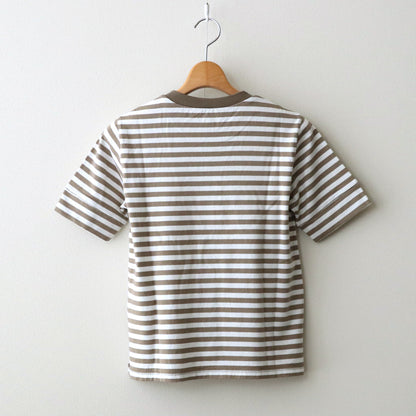 Classic Tenjiku Compact T-shirt #138 White x Mocha Border [US241CT021]