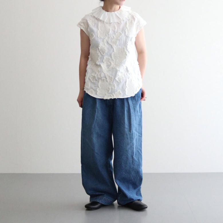B.C.J RUFFLED COLLAR NO SLEEVE BLOUSE #natural [no.6898]