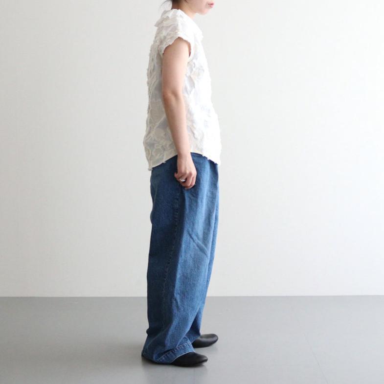 B.C.J RUFFLED COLLAR NO SLEEVE BLOUSE #natural [no.6898]