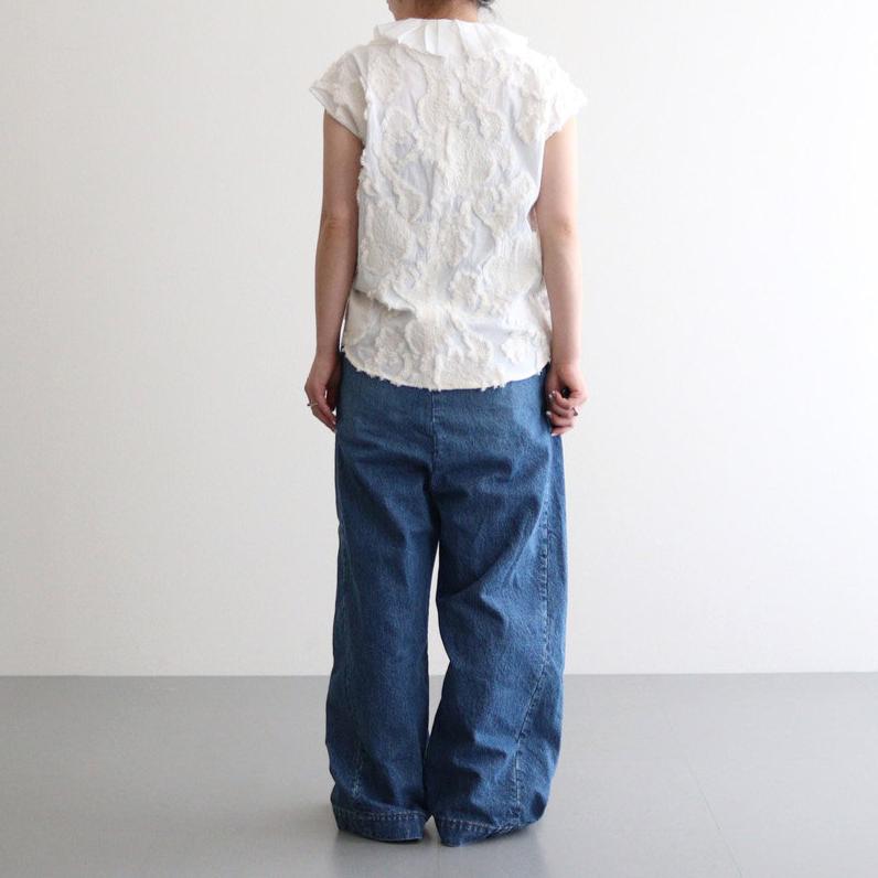 B.C.J RUFFLED COLLAR NO SLEEVE BLOUSE #natural [no.6898]