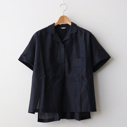 Ramie cotton lawn open collar shirt #NAVY [241792]