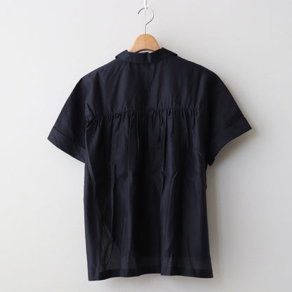 Ramie cotton lawn open collar shirt #NAVY [241792]