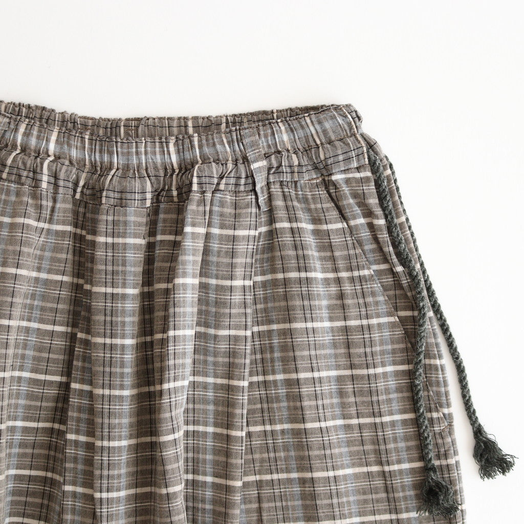 Cupra cotton check front tuck easy pants #BLACK [241802]