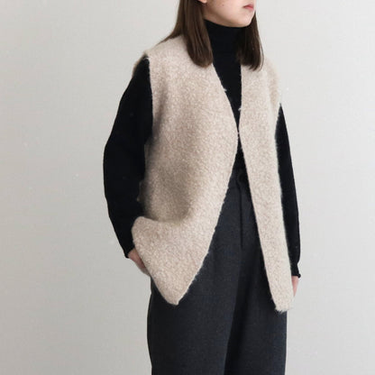 PILE KNIT GILET #WOOD BEIGE [no.6492]