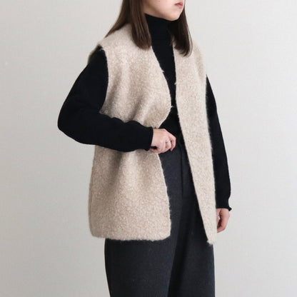 PILE KNIT GILET #WOOD BEIGE [no.6492]