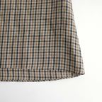LINEN GUN CLUB CHECK SMOCK BLOUSE #BROWN [no.6592]