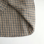 LINEN GUN CLUB CHECK SMOCK BLOUSE #BROWN [no.6592]