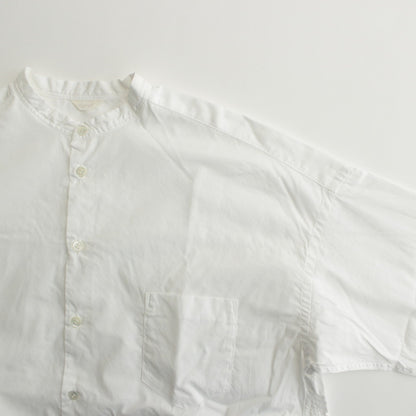 Broad stand-up collar shirt #WHITE [211647]