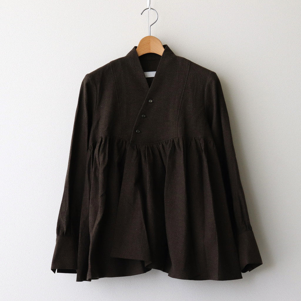 Funnel neck blouse #dark brown [TLF-125-sh007-cla]