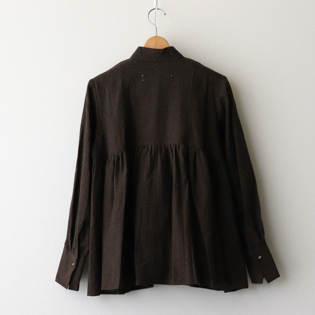 Funnel neck blouse #dark brown [TLF-125-sh007-cla]