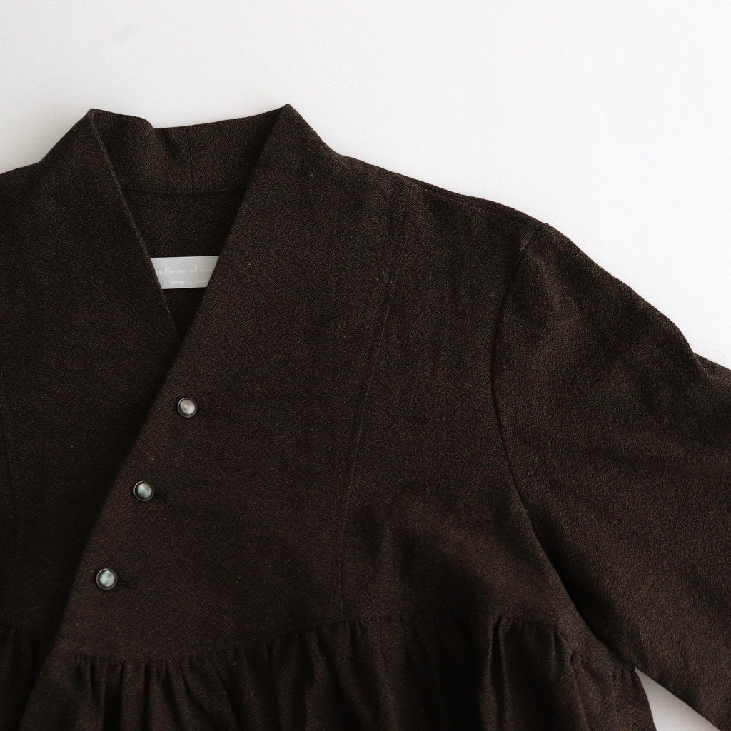 Funnel neck blouse #dark brown [TLF-125-sh007-cla]