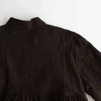 Funnel neck blouse #dark brown [TLF-125-sh007-cla]