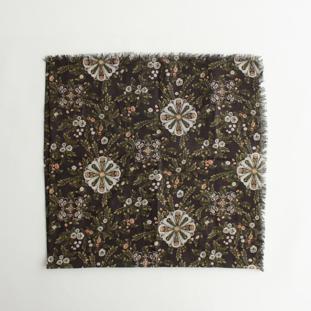 KALEIDOSCOPE FLOWER GAUZE SHAWL #DARK BROWN [no.6398]