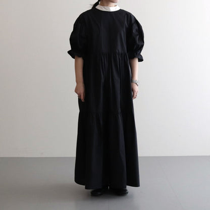 organic cotton tiered dress #black [1459-000]