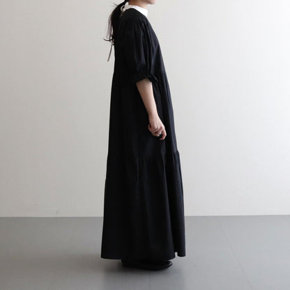 organic cotton tiered dress #black [1459-000]