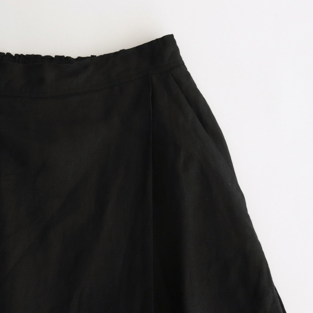 Triple Washer Linen Wrap Culottes PT #001 Black [UT213PT021]