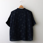 コットンリネンドットジャガードシャツ #ネイビー×クロドット [US242SH024]