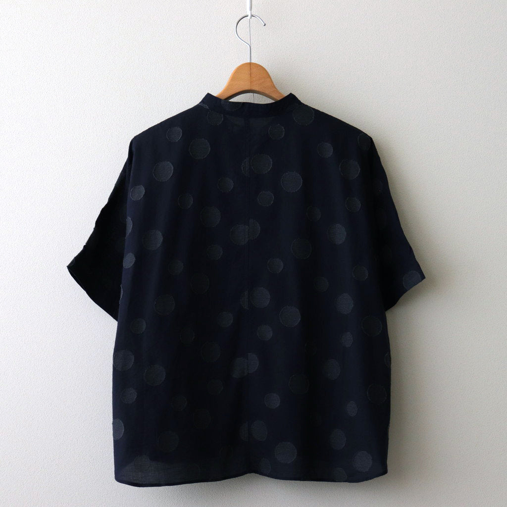 コットンリネンドットジャガードシャツ #ネイビー×クロドット [US242SH024]