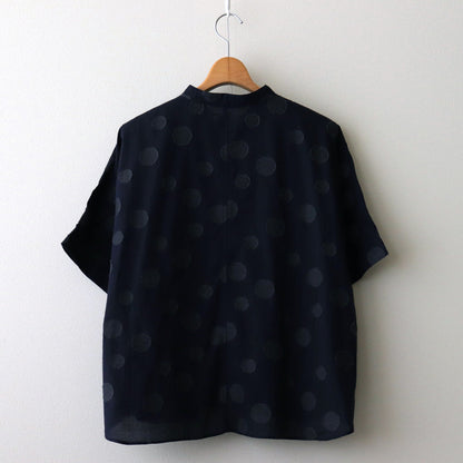 Cotton linen dot jacquard shirt #navy x black dot [US242SH024]