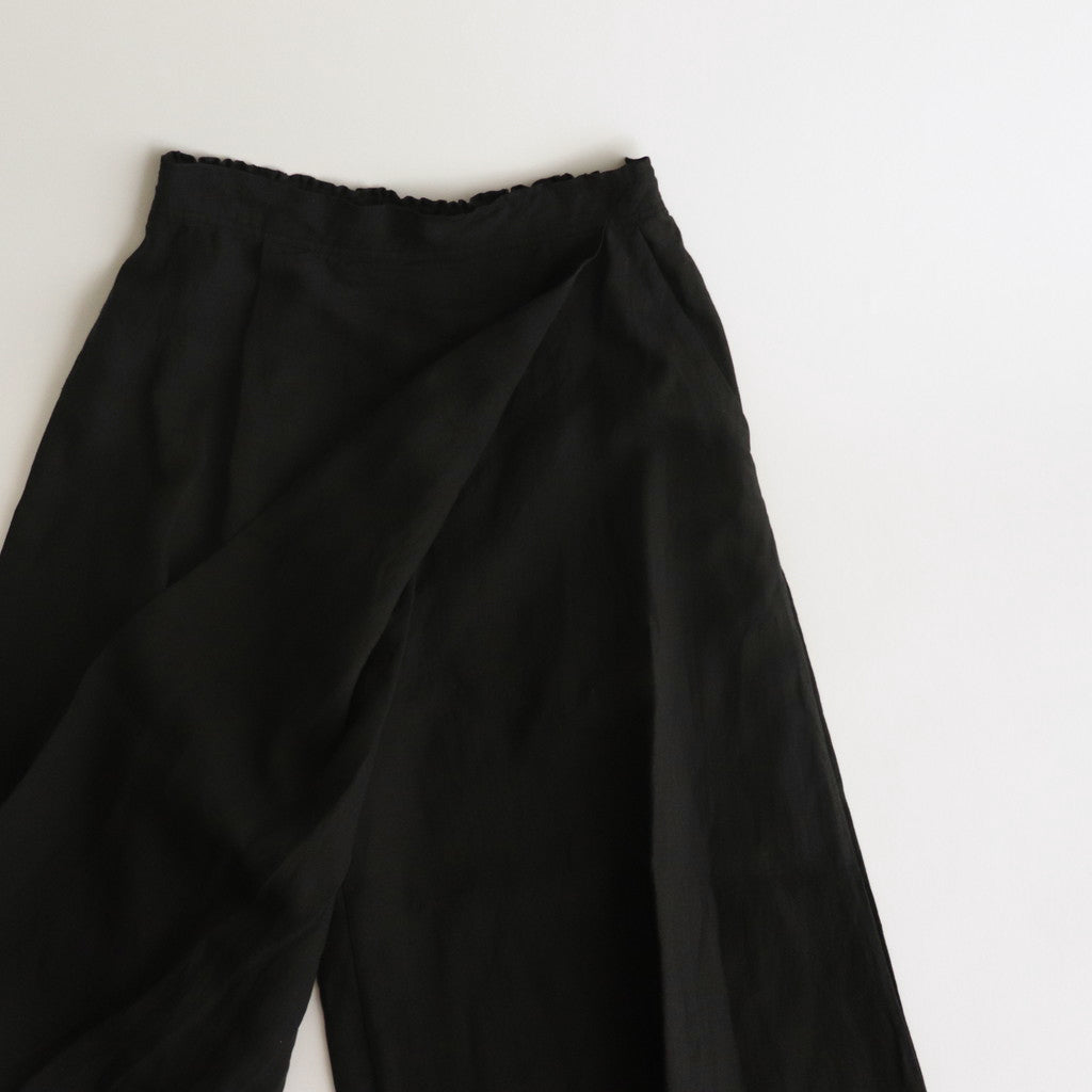 Triple Washer Linen Wrap Culottes PT #001 Black [UT213PT021]