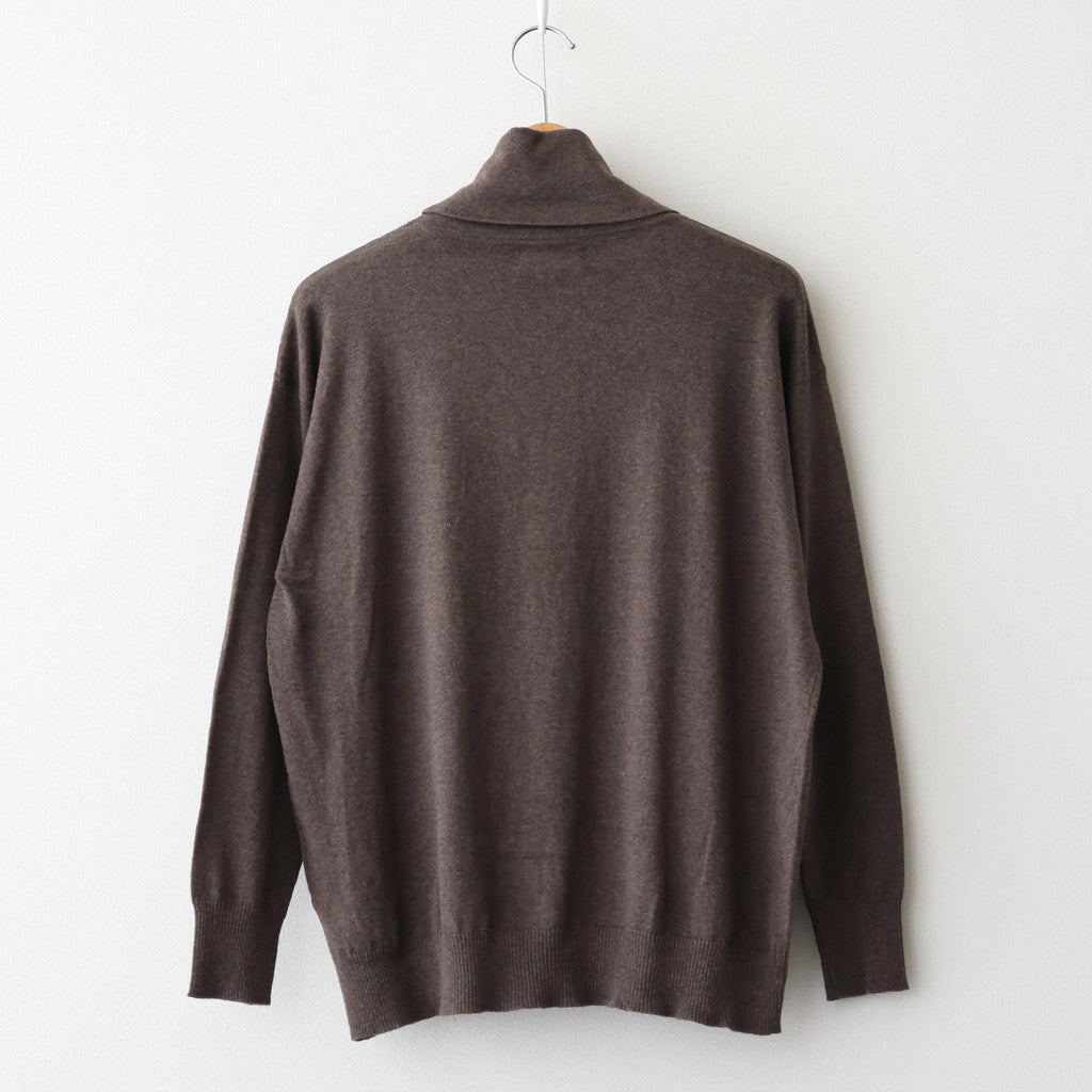 14GG 2PLY PLAIN STITCH COTTON/WOOL/CASHMERE TURTLE NECK PULLOVER #8600 BROWN [GNSL24541]