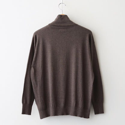 14GG 2PLY PLAIN STITCH COTTON/WOOL/CASHMERE TURTLE NECK PULLOVER #8600 BROWN [GNSL24541]