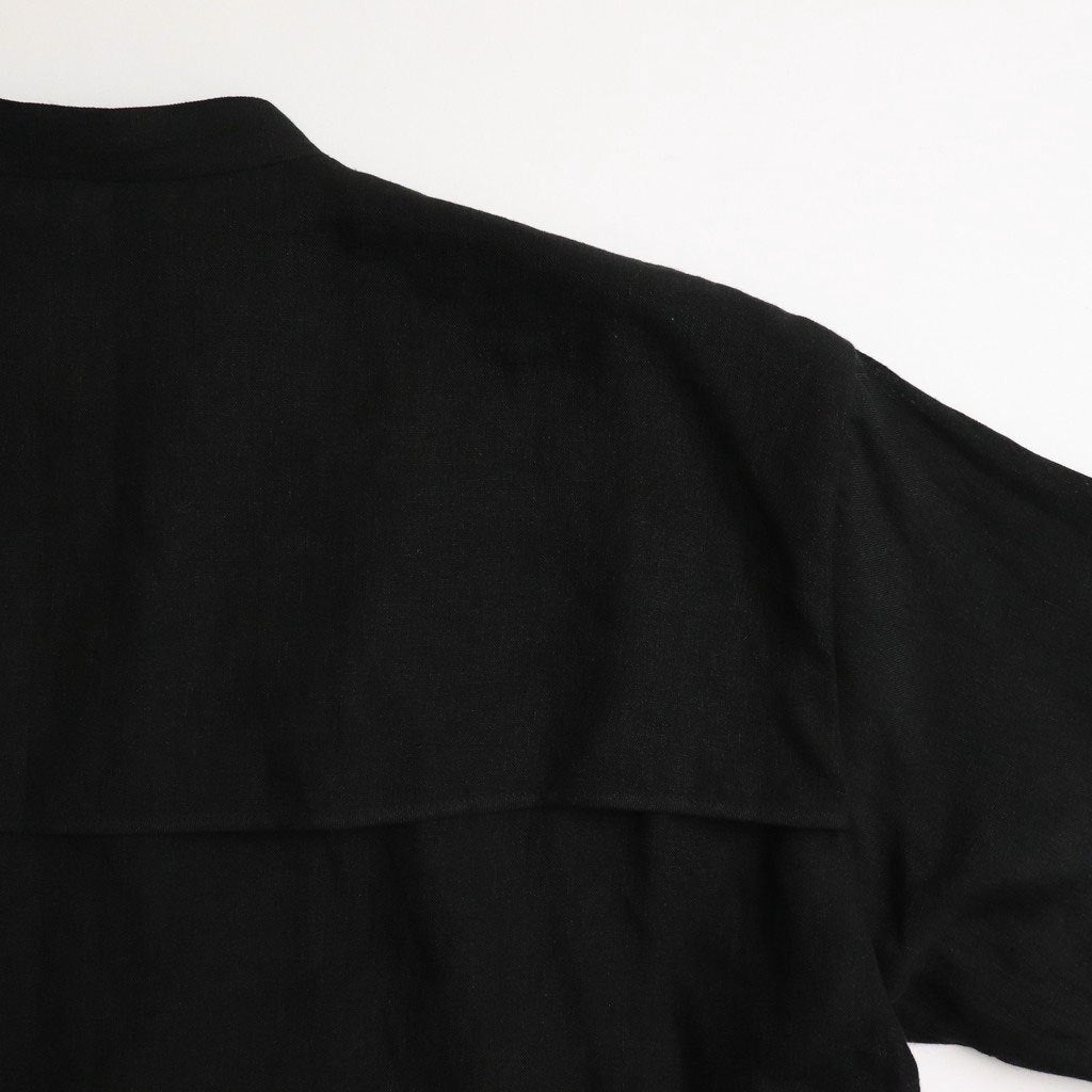 DENSELY LINEN CAPE SLEEVE SHIRT #Black [no.7308]