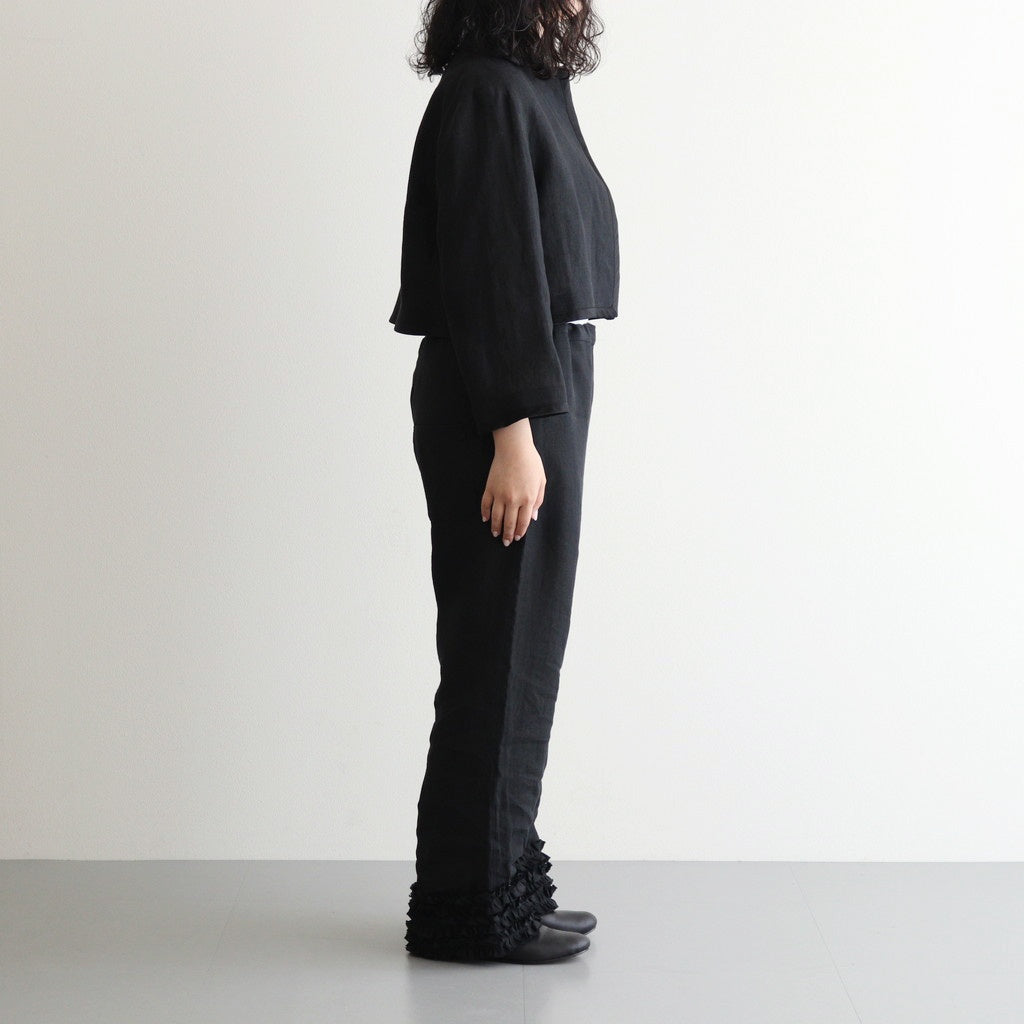 DENSELY LINEN TRIMING BOLERO #Black [no.7311]