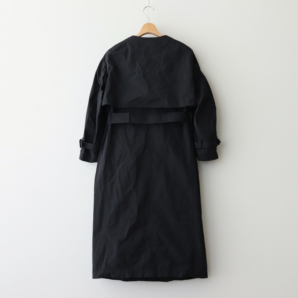 GARMENT DYE NO COLLAR TRENCH COAT #Black [no.7277]