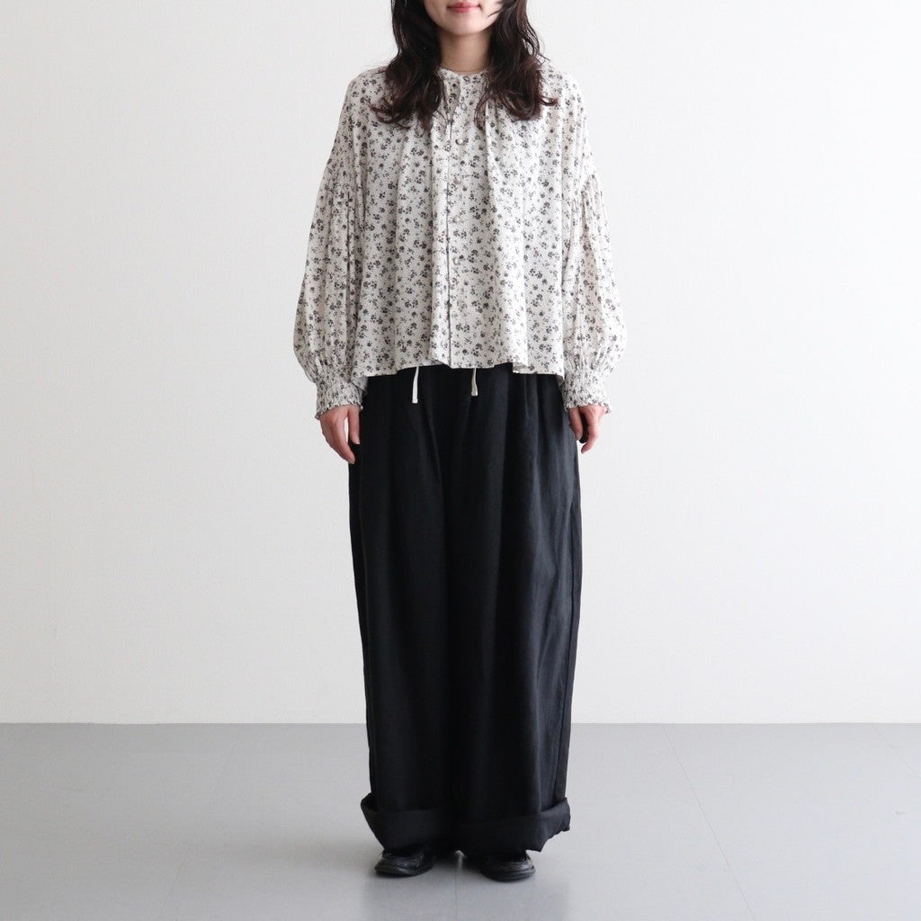 フラワープリント/ナチュラルタイプライター バンドカラーシャーリングBL #011 フラワードットオフ [PA260BL029]