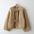 mohair & shetland wool jumbo loop knit jacket #camel [WVFL-UW130]