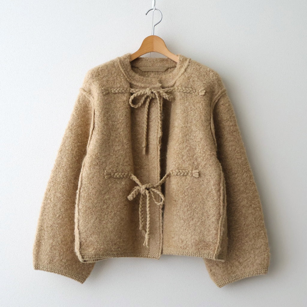 mohair & shetland wool jumbo loop knit jacket #camel [WVFL-UW130]