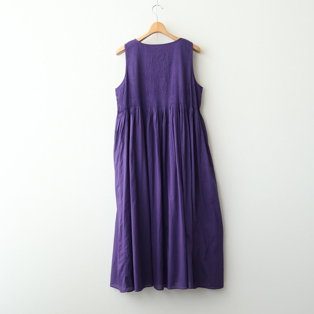 80s ORGANIC COTTON VOILE NO/SLEEVE PULLOVER DRESS WITH MINI PINTUCK #2700 PURPLE [NMDS26244]