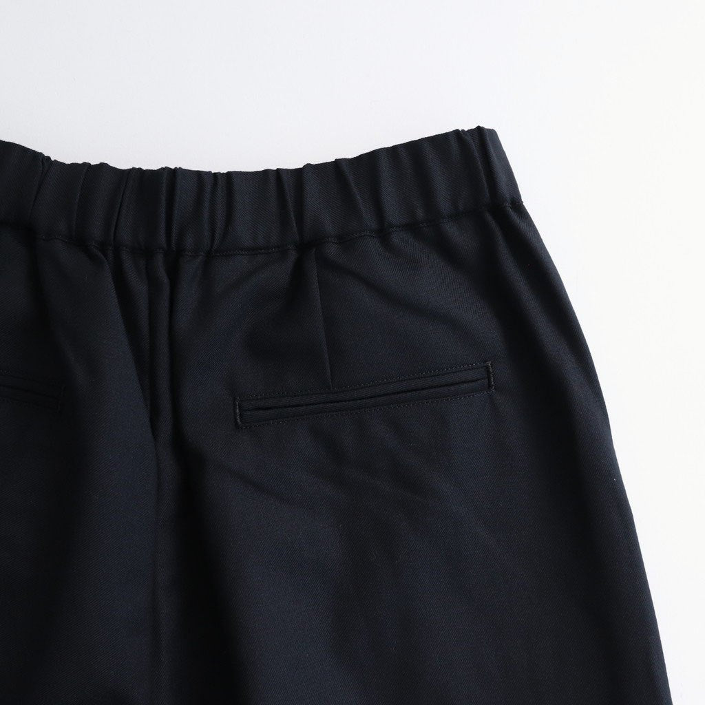WORSTED SERGE 2TUCK WIDE EASY PANTS #9900 BLACK [GNMDS2502WS]