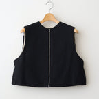 COTTON WOOL SHIRRING VEST #Black [no.7701]