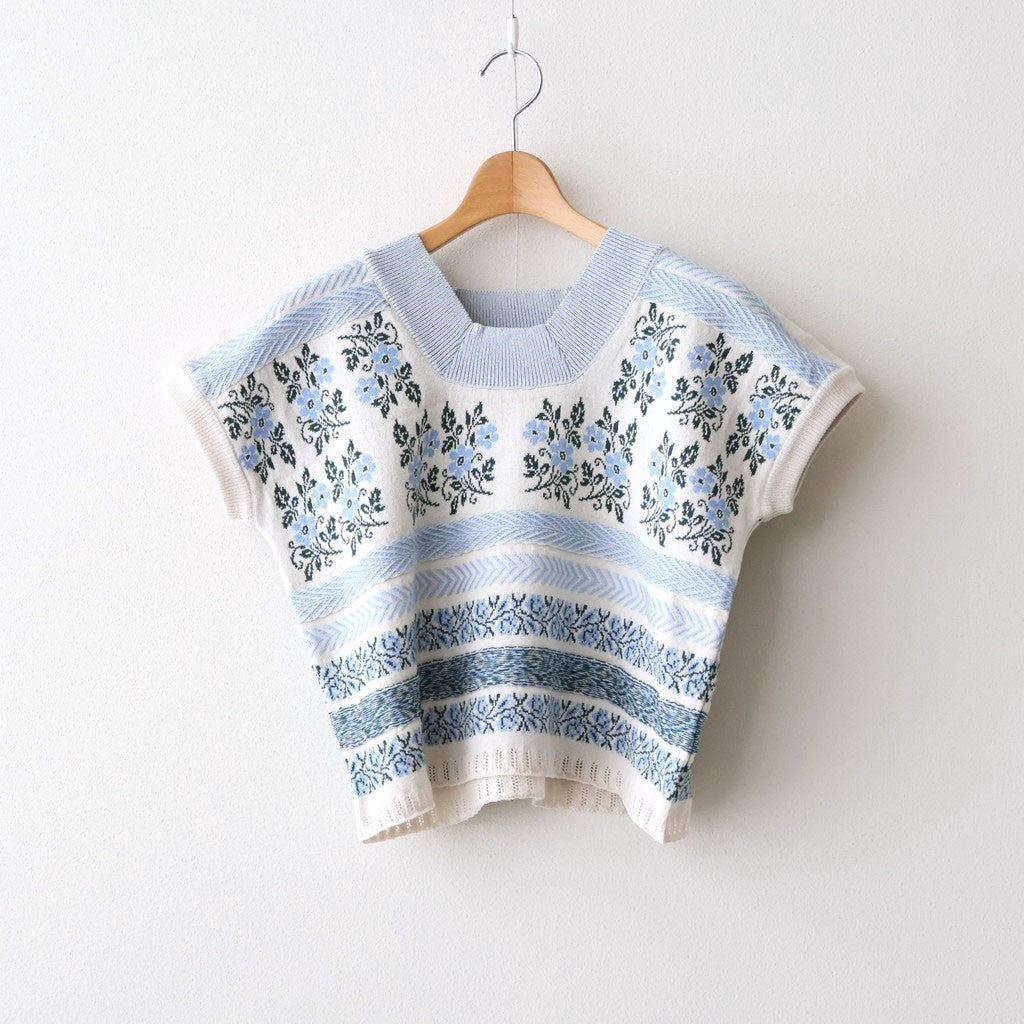 Flower Jacquard Knit Blouse #Off white [261807]