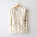 夜を紡ぐ Knitted fringe vest #ecru [TLF-126-hkn002]