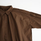40s COTTON POPLIN PLAIN REGULAR COLLAR SHIRT WITH GATHER #8600 BROWN [NSL26522]