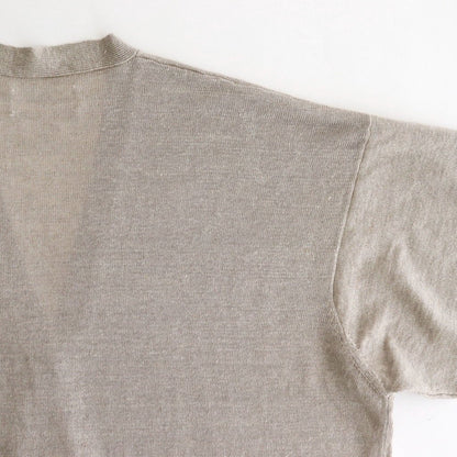 12GG 1PLY LINEN PLAIN V-NECK 1 BUTTON CARDIGAN #8200 LINEN [GNSL23302]
