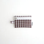 FLAT POUCH MINI #GINGHAM BROWN [TMB-2352A]