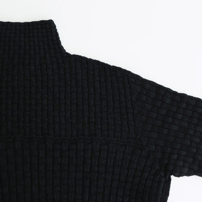 Cotton-boucle Basket Top #Black [oni050]