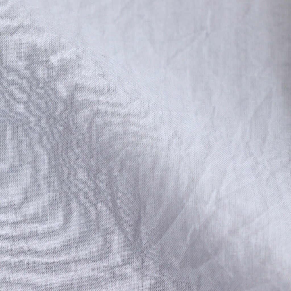 80s COTTON VOILE PLAIN BANDED COLLAR GATHER SHIRT #3300 SAX BLUE [NSL25041]