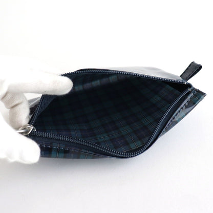 FLAT POUCH MEDIUM #CHECK NAVY [TMB-2565H]