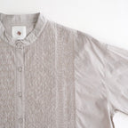 60s ORGANIC CAMBRIC WITH EMB BANDED COLLAR EMB SHIRT #9200 LT GREY [NMDS26221]