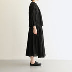 LINEN HEMP SMOCK BLOUSE #Black [no.7421]