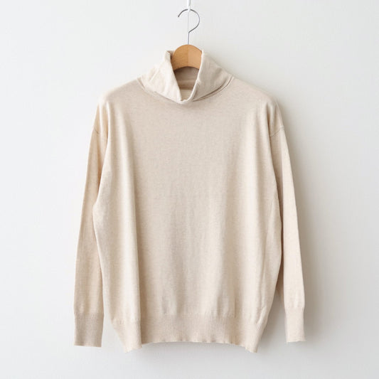 14GG 2PLY PLAIN STITCH COTTON/WOOL/CASHMERE TURTLE NECK PULLOVER #8100 NATURAL [GNSL24541]